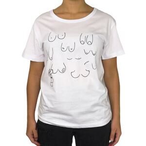 Love Your Boobies Breast White Graphic T-Shirt 2XL